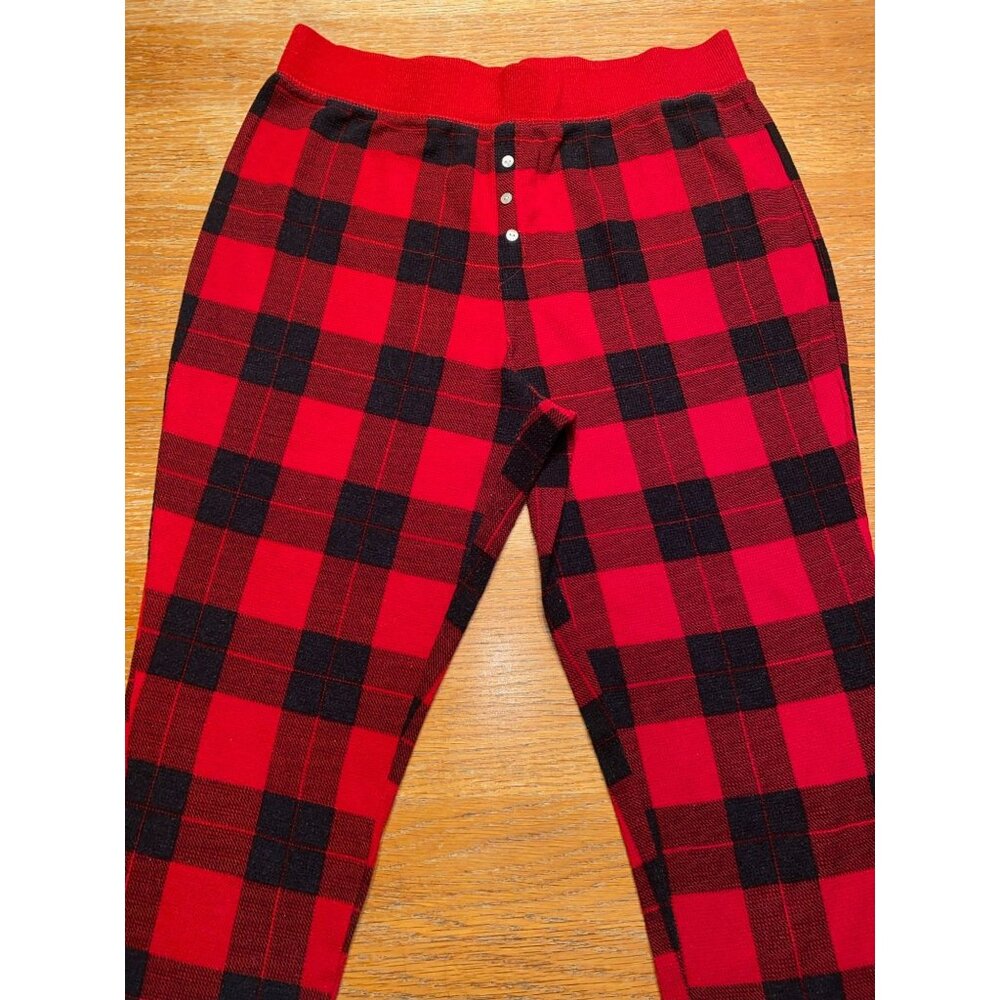 Buffalo Plaid Mens Lounge Pants With Button Fly
